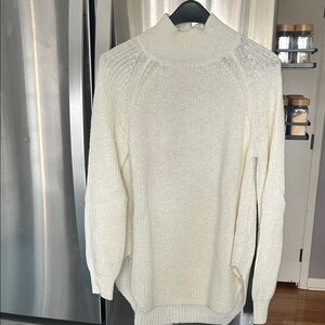 Anthropologie white cotton oversized sweater, size M